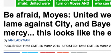 http://www.dailymail.co.uk/sport/football/article-2589739/Be-afraid-David-Moyes-Manchester-United-predictably-lame-against-City-Bayern-Munich-looks-like-end-game.html