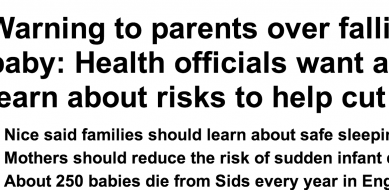 http://www.dailymail.co.uk/health/article-2678694/Warning-parents-falling-asleep-baby-Health-officials-want-mothers-learn-risks-help-cut-cot-deaths.html